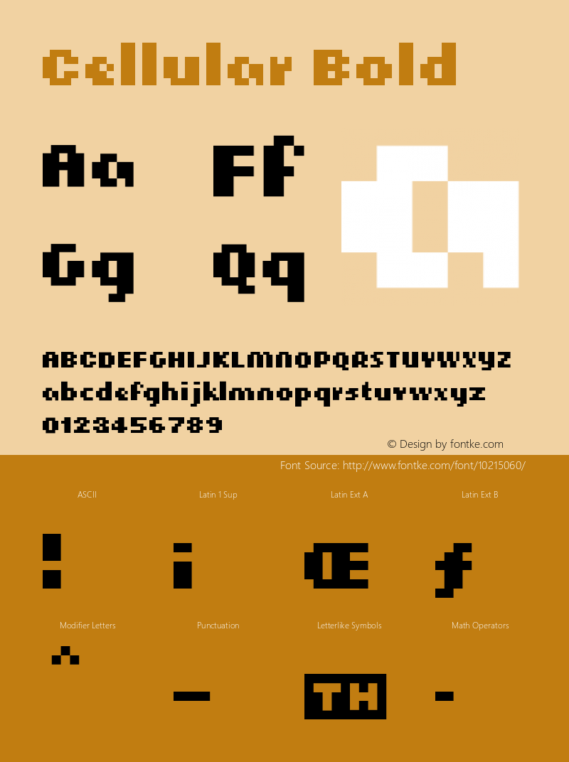 Cellular Bold Version 1.00 Font Sample