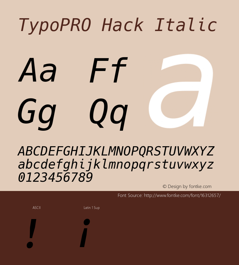 TypoPRO Hack Italic Version 2.018 Font Sample