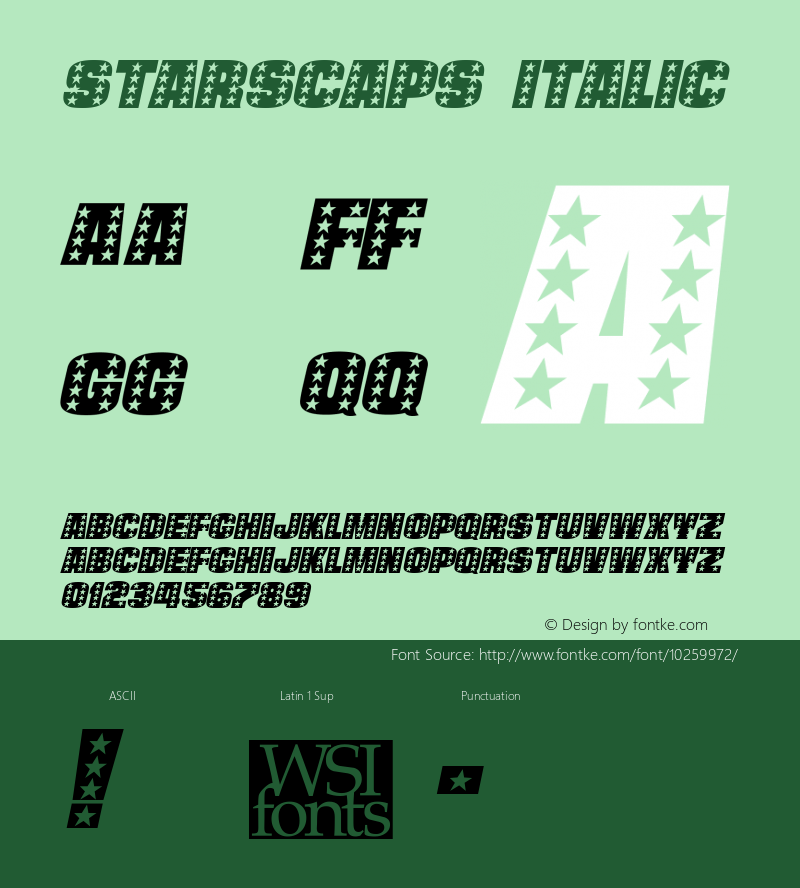 StarsCaps Italic Macromedia Fontographer 4.1 7/1/96 Font Sample