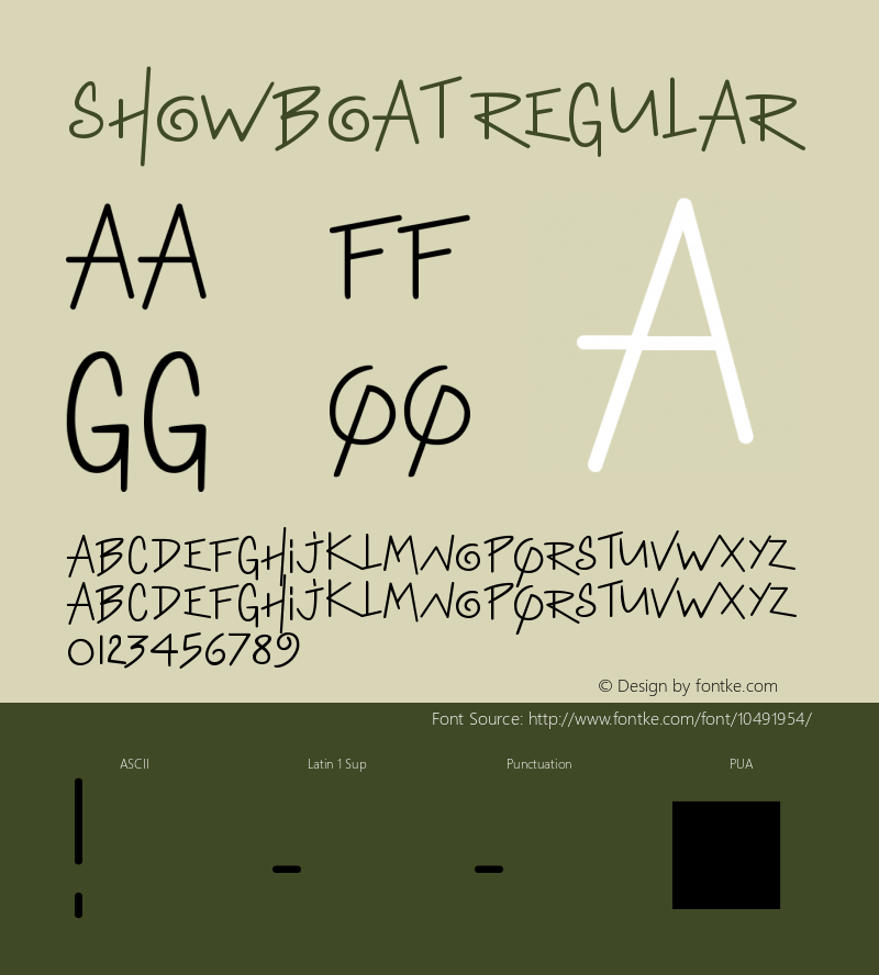 Showboat Regular Version 1.0 Font Sample