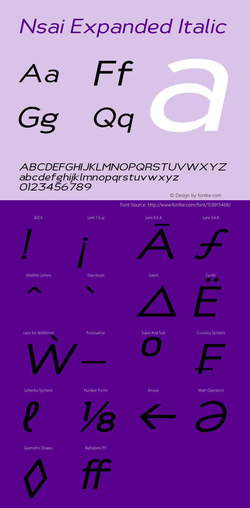 NsaiExpandedItalic Version 1.0; May 2021 by Audry Kitoko Makelele Font Sample