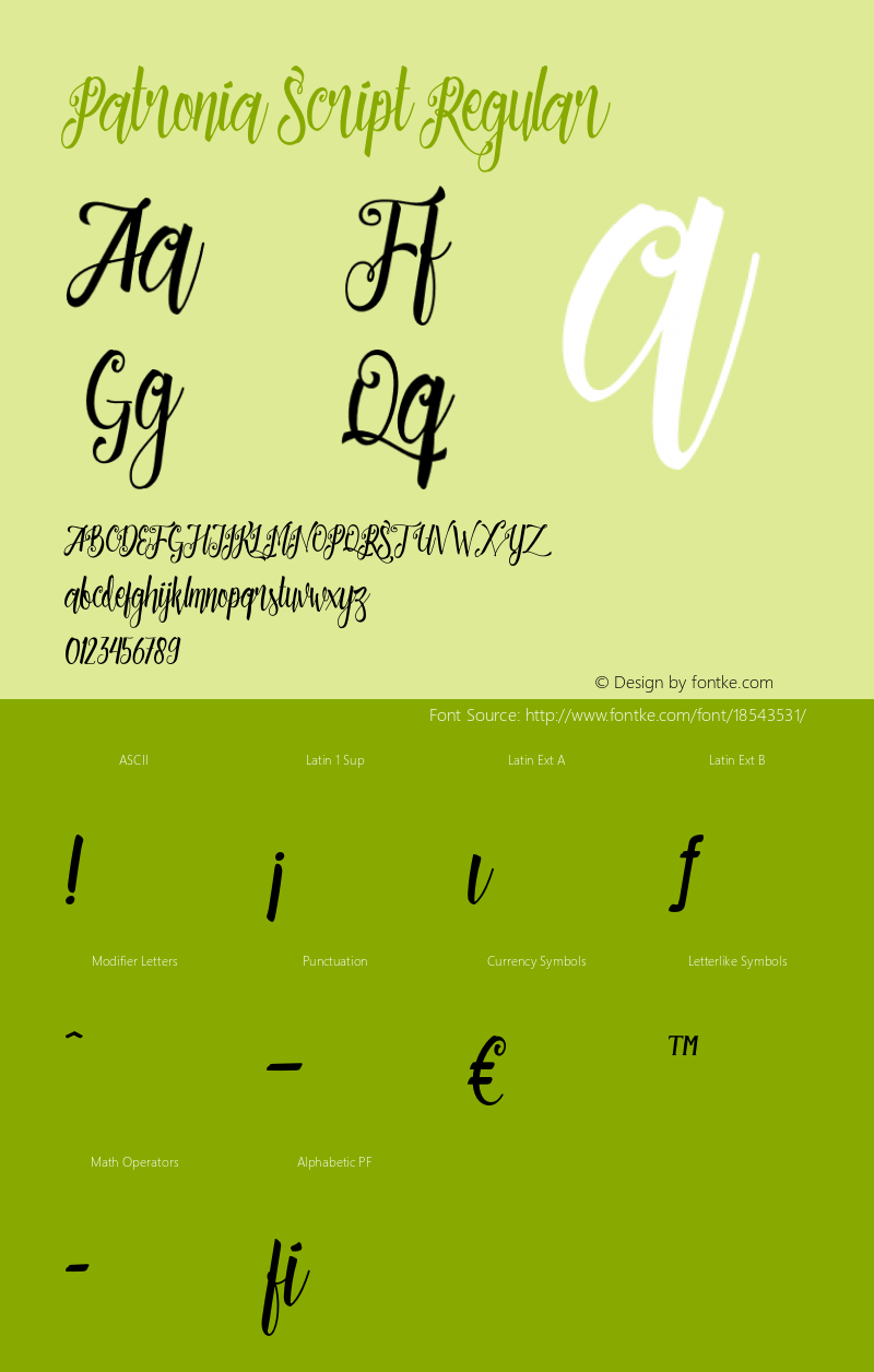 Patronia Script Regular 1.000 Font Sample