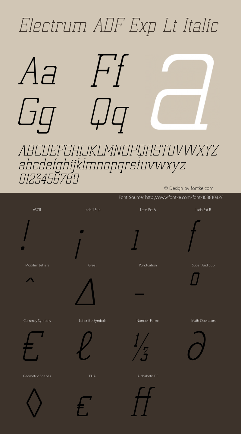 Electrum ADF Exp Lt Italic 1.005;FFEdit Font Sample