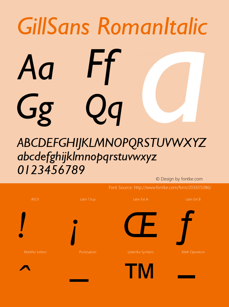 GillSans-Italic Version 1.00图片样张