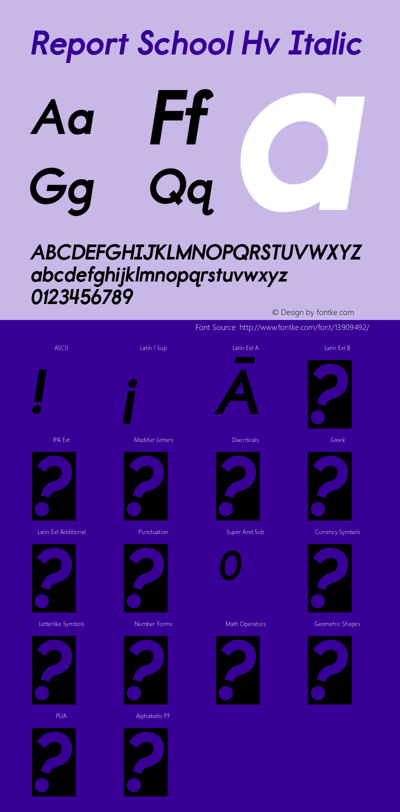 Report School Hv Italic Version 1.101 Font Sample