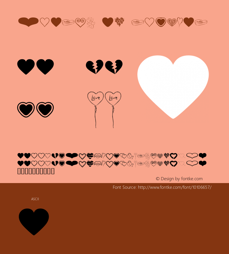 Hearts BV Regular Macromedia Fontographer 4.1 8/9/2002 Font Sample