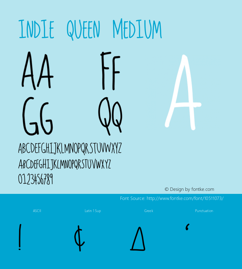 indie queen Medium Version 1.0 Font Sample