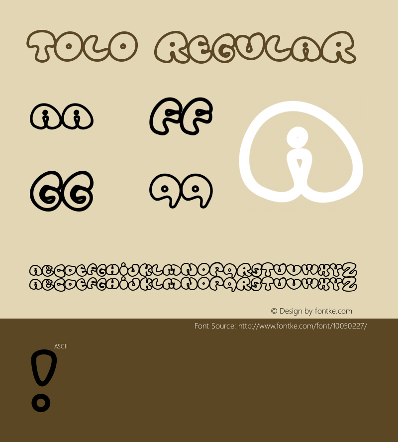 Tolo Regular Macromedia Fontographer 4.1 6-09-98 Font Sample