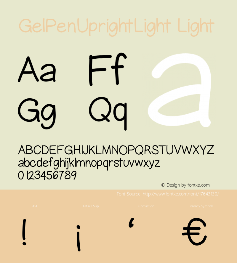 GelPenUprightLight Light Version 001.000 Font Sample