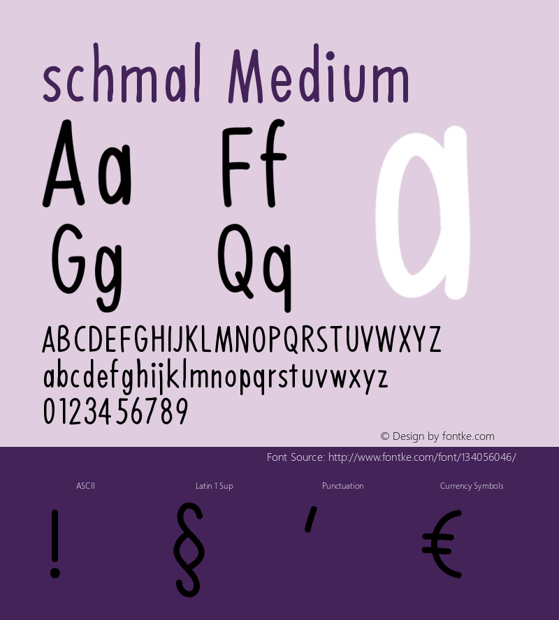 schmal Version 001.000 Font Sample