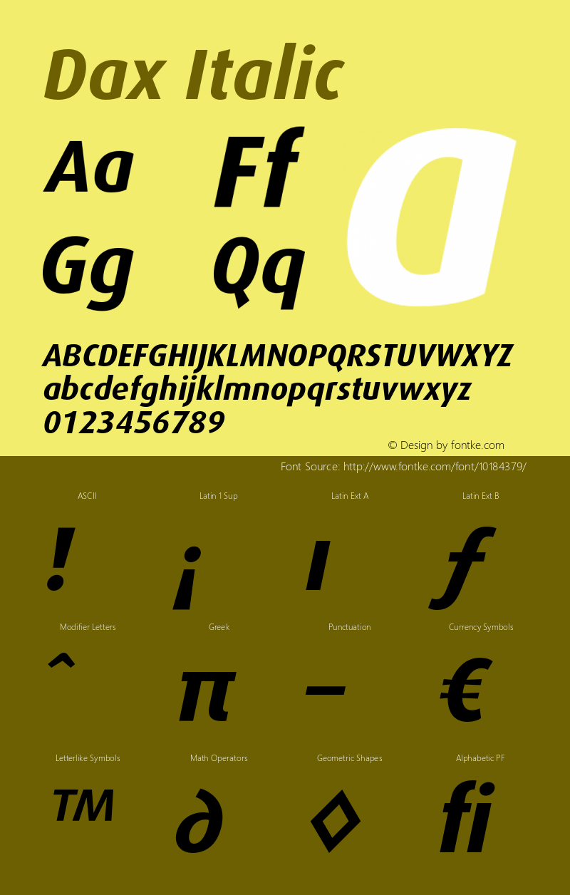 Dax Italic Version 1.005 2000 Font Sample