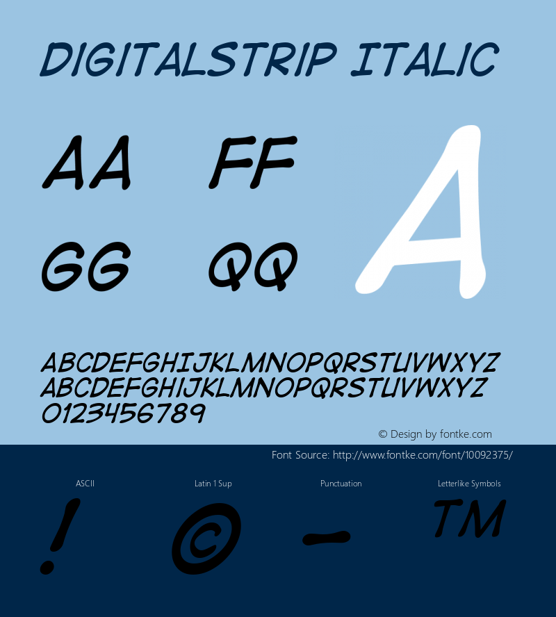 DigitalStrip Italic Macromedia Fontographer 4.1 7/11/01 Font Sample