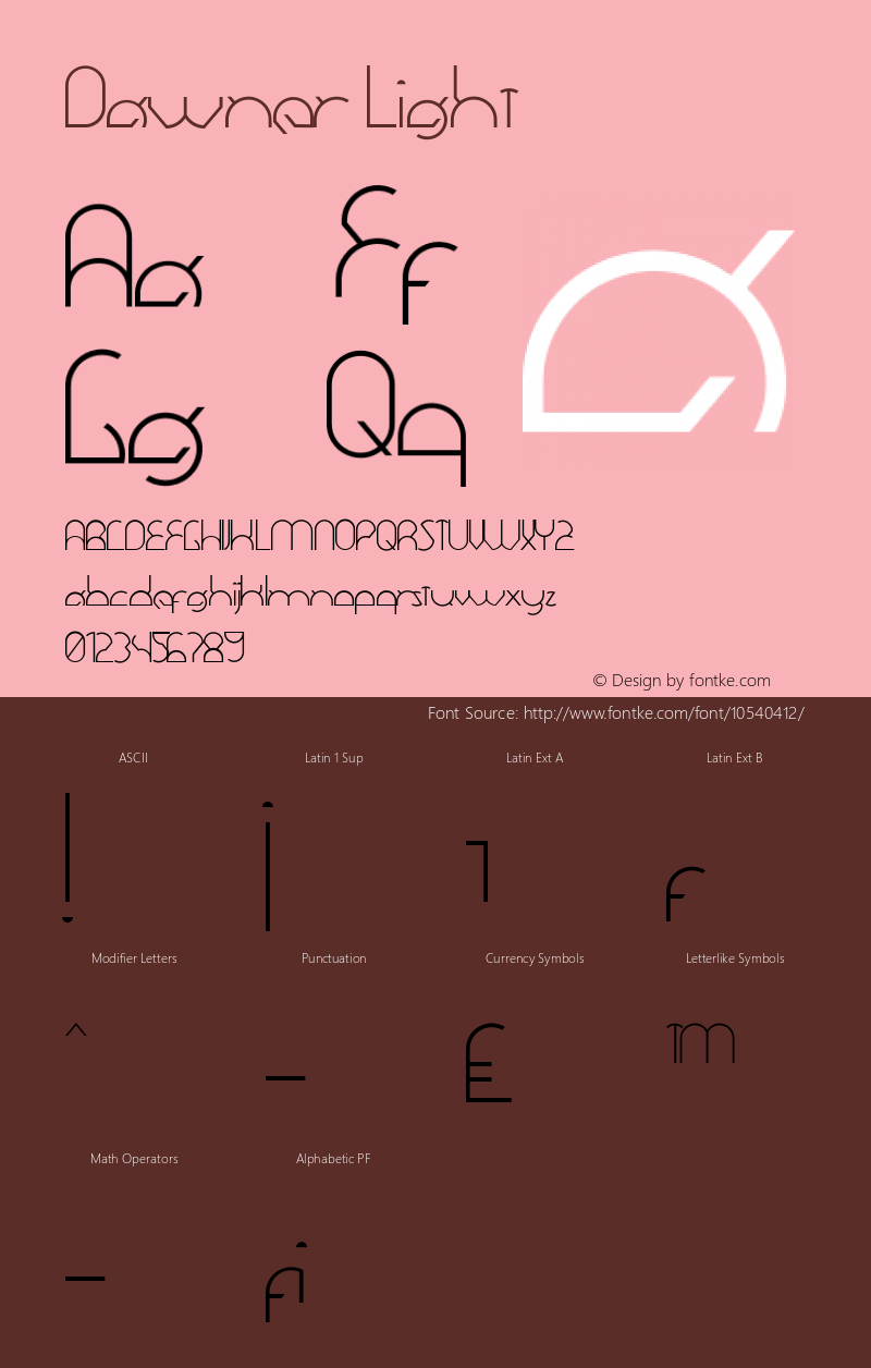 Dawner Light Version 1.000 2014 initial release Font Sample