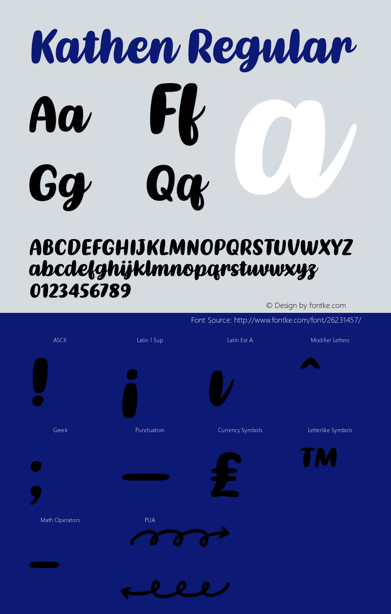 Kathen Version 1.00;June 19, 2018 Font Sample