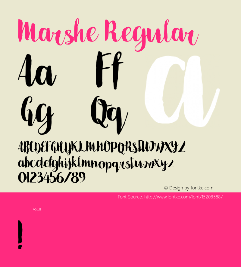 Marshe Regular Unknown Font Sample