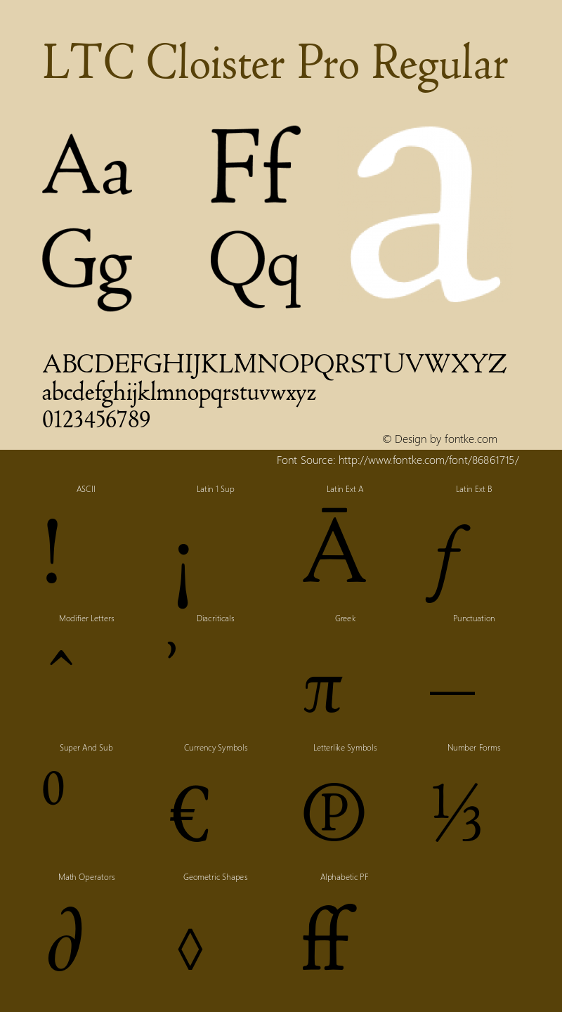 LTCCloisterPro 3.2 Font Sample