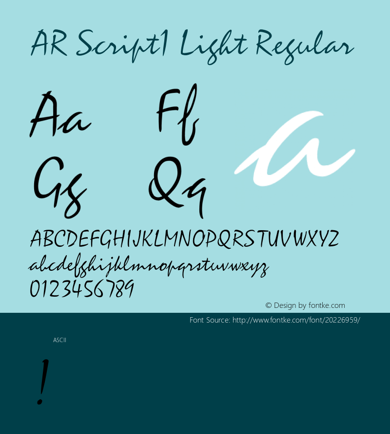 AR Script1 Light Version 2.001;PS 001.001;hotconv 1.0.38 Font Sample