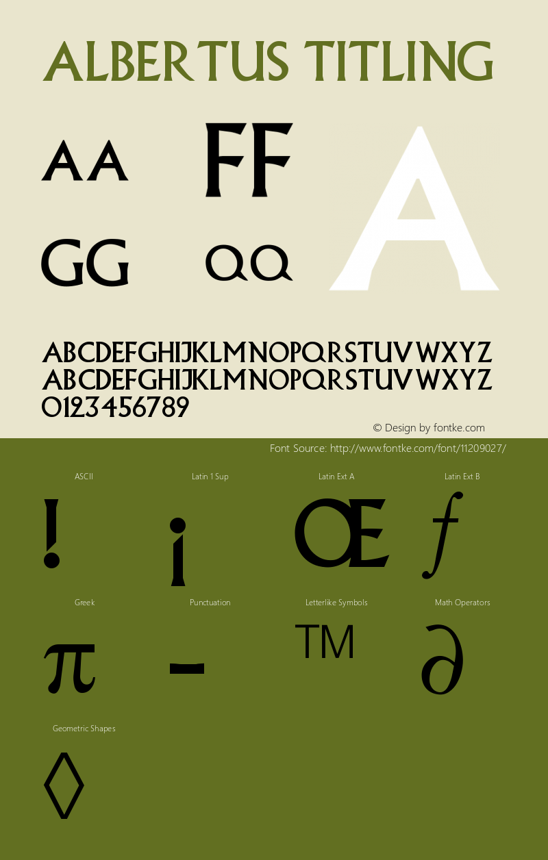 Albertus Titling Version 001.000 Font Sample