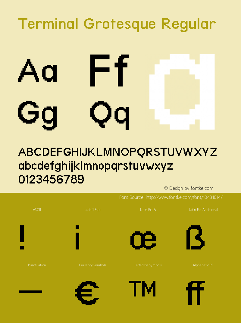 Terminal Grotesque Regular Version 1.0 Font Sample