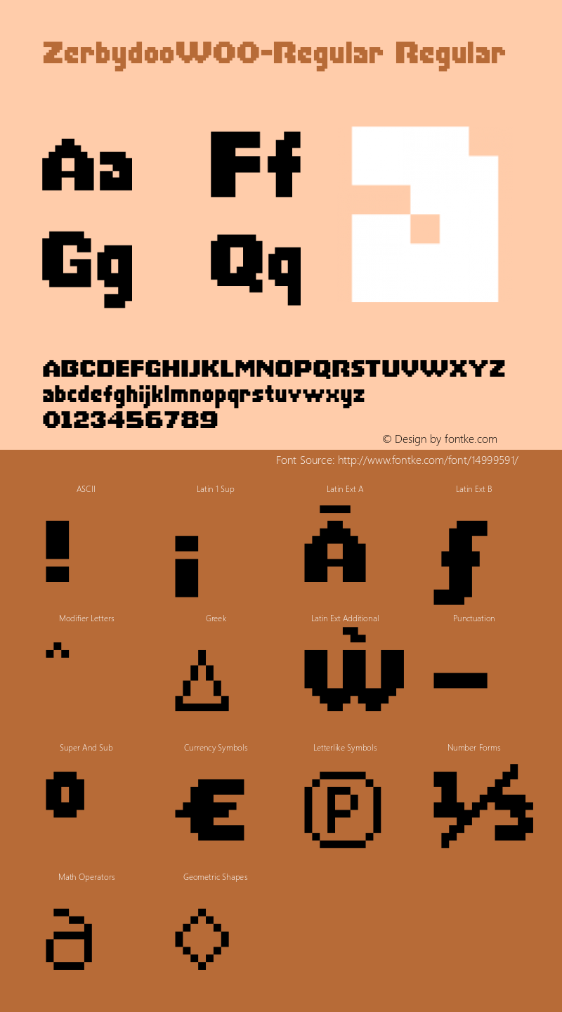 ZerbydooW00-Regular Regular Version 1.00 Font Sample