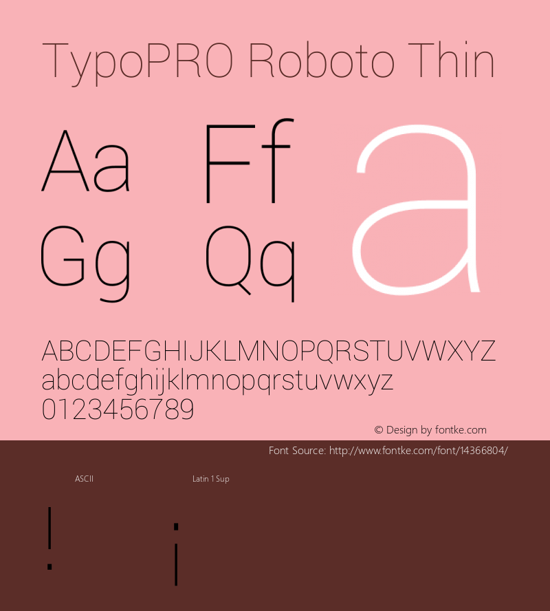 TypoPRO Roboto Thin Version 1.200310; 2013 Font Sample