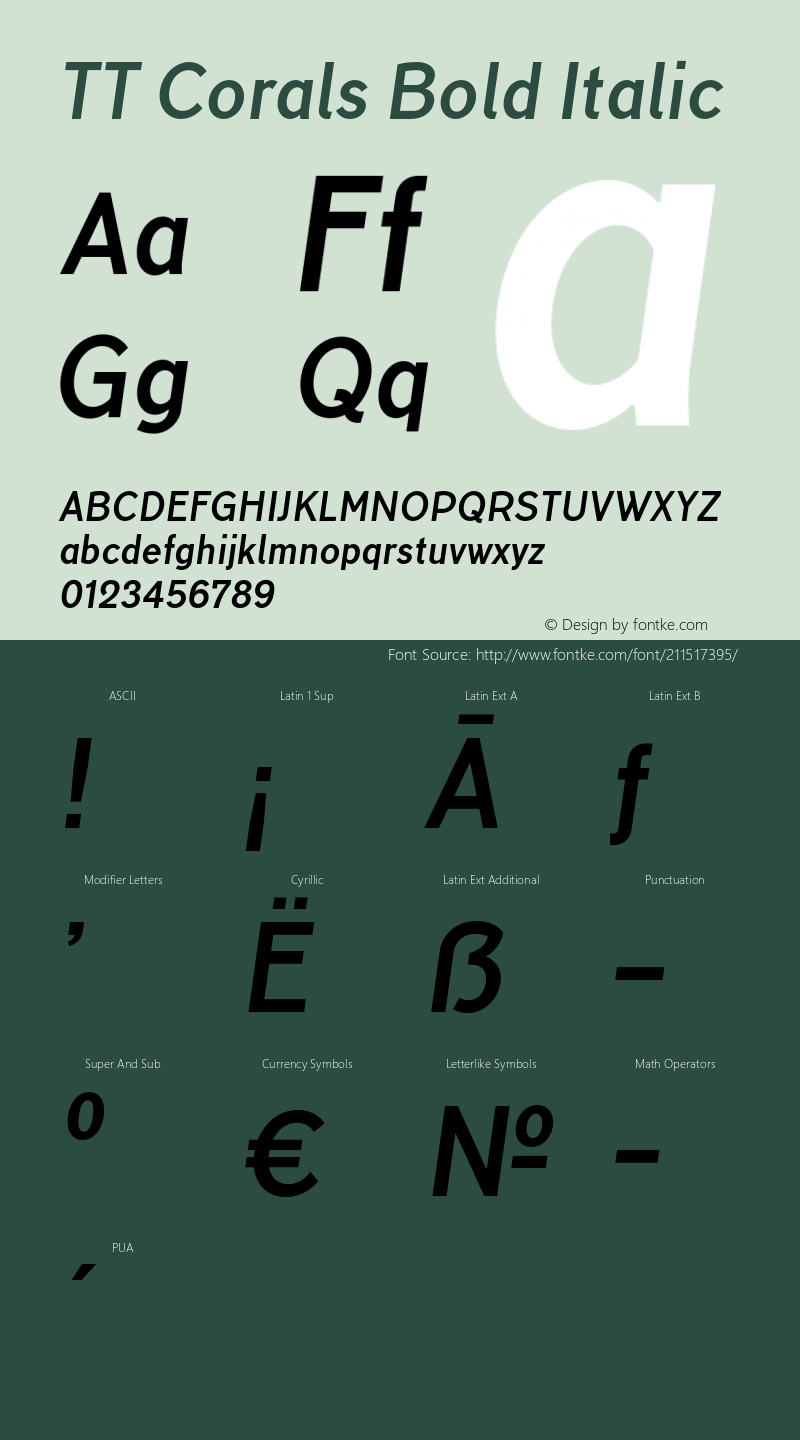 TT Corals Bold Italic Version 1.020图片样张