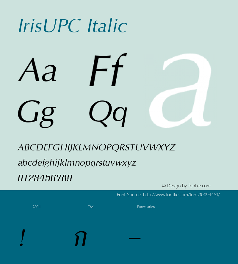 IrisUPC Italic Version 2.20 Font Sample