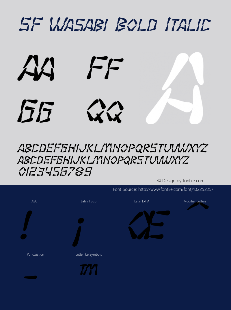 SF Wasabi Bold Italic Version 1.1 Font Sample