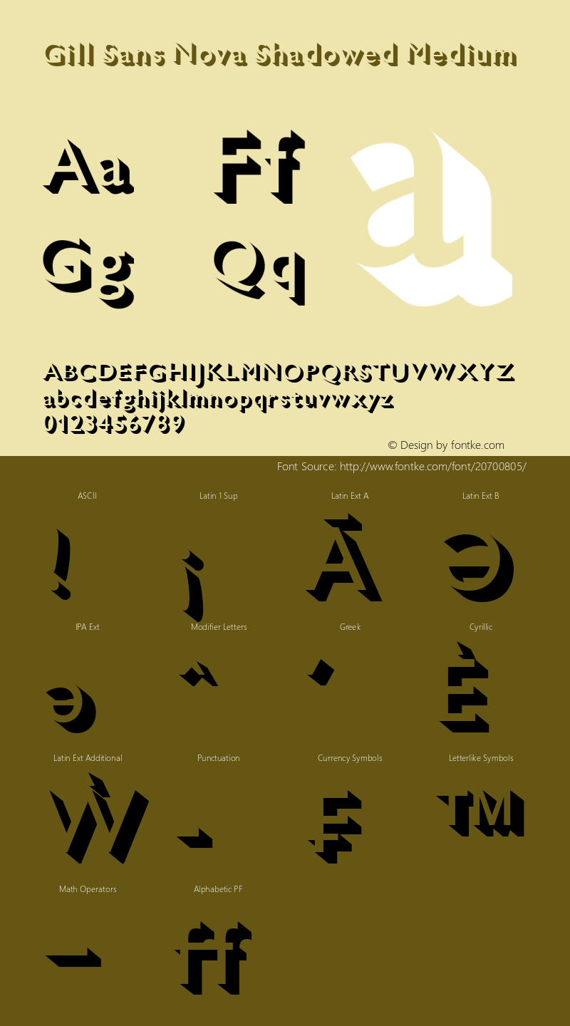 Gill Sans Nova Shadowed Medium Version 1.00 Font Sample