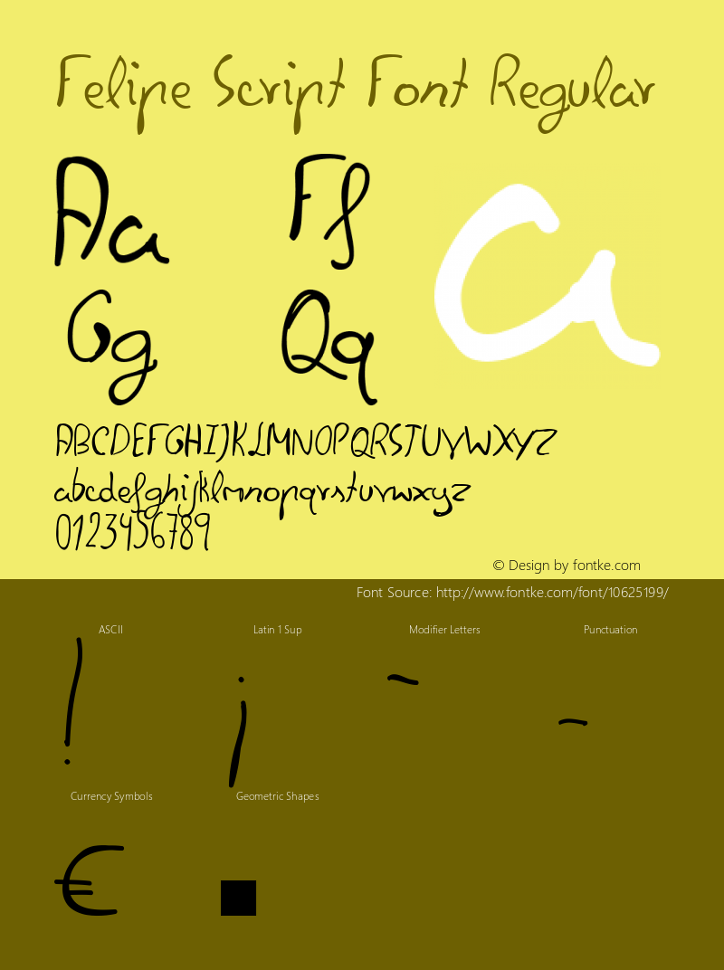 Felipe Script Font Regular Version 1.000;PS 001.000;hotconv 1.0.70;makeotf.lib2.5.58329 Font Sample