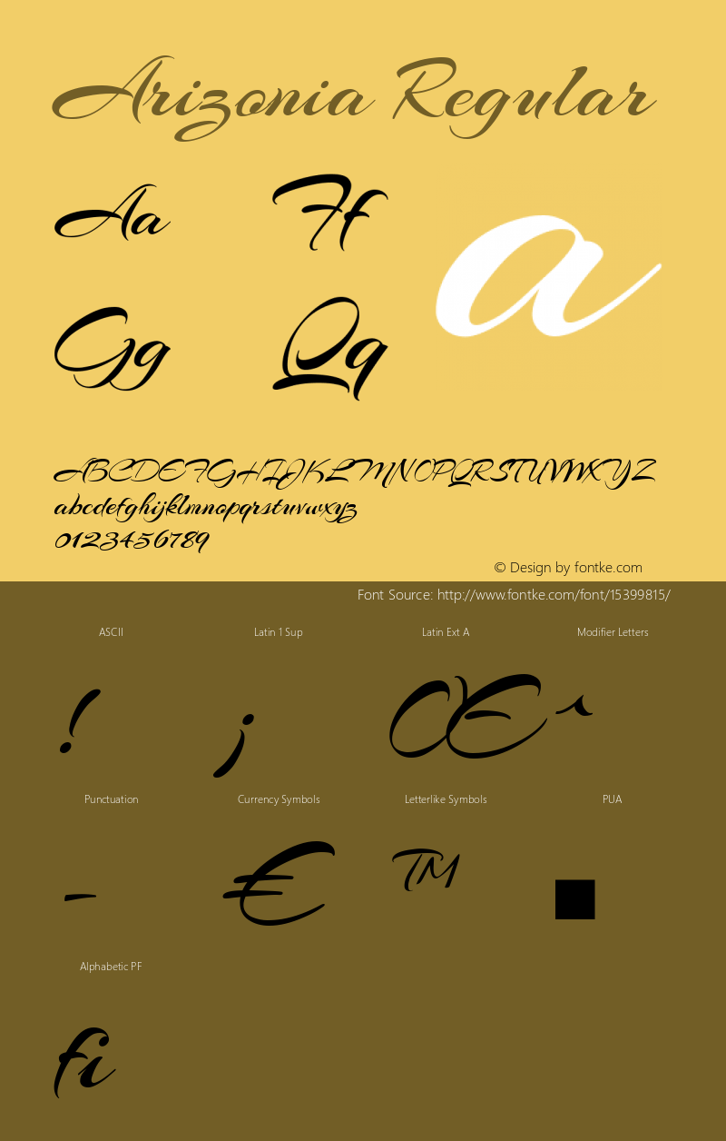 Arizonia Regular Version 1.003 Font Sample