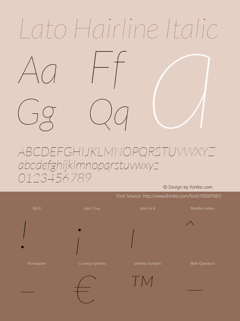 Lato-HairlineItalic Version 1.104; Western+Polish opensource Font Sample