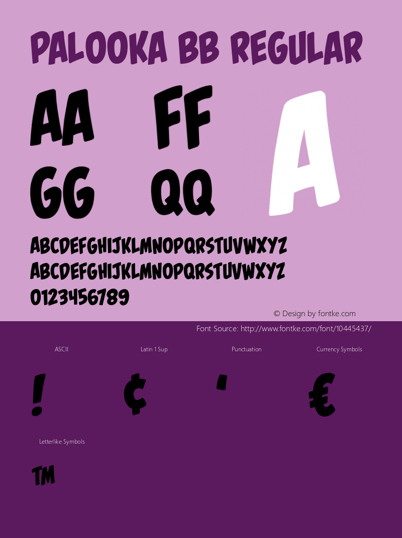 Palooka BB Regular Version 1.000 Font Sample