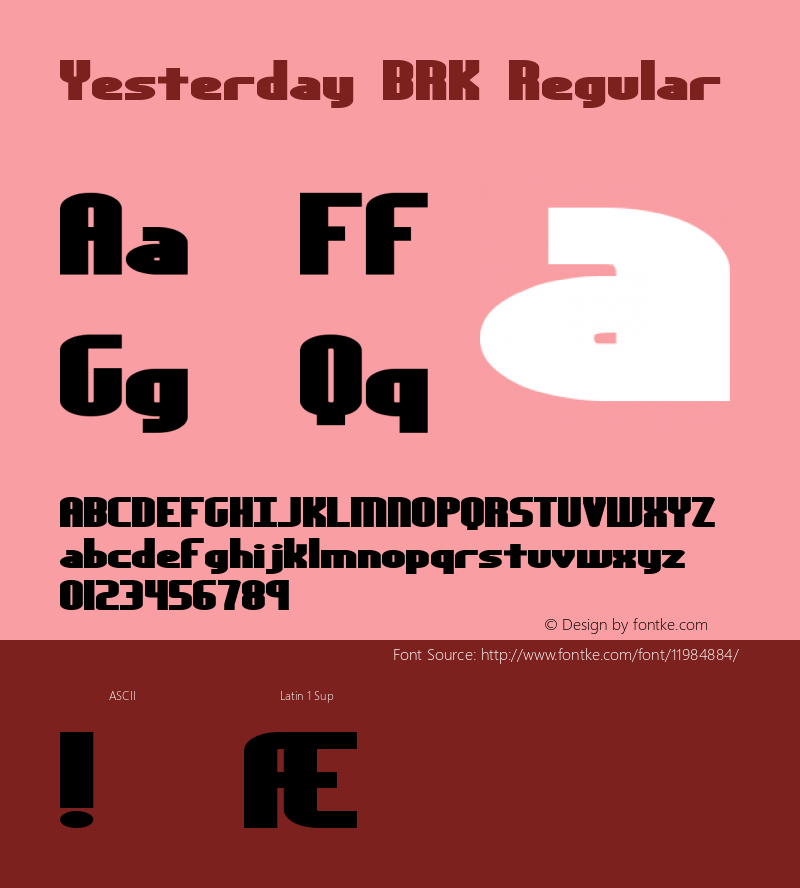 Yesterday BRK Regular Version 1.04 Font Sample