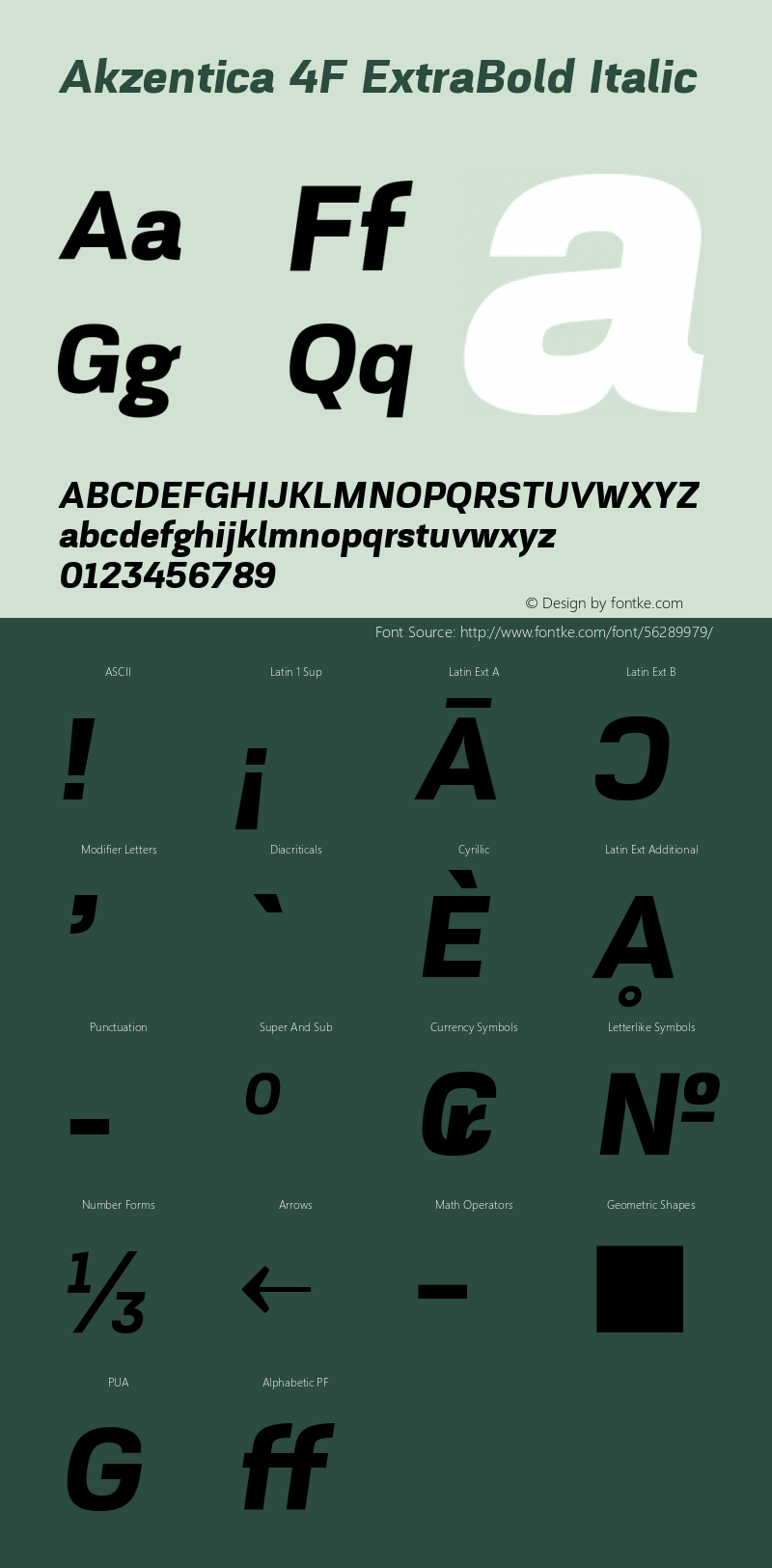 Akzentica4FExtraBold-Italic 1.0 Font Sample