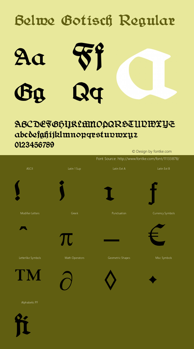 Belwe Gotisch Regular Version 001.001 Font Sample