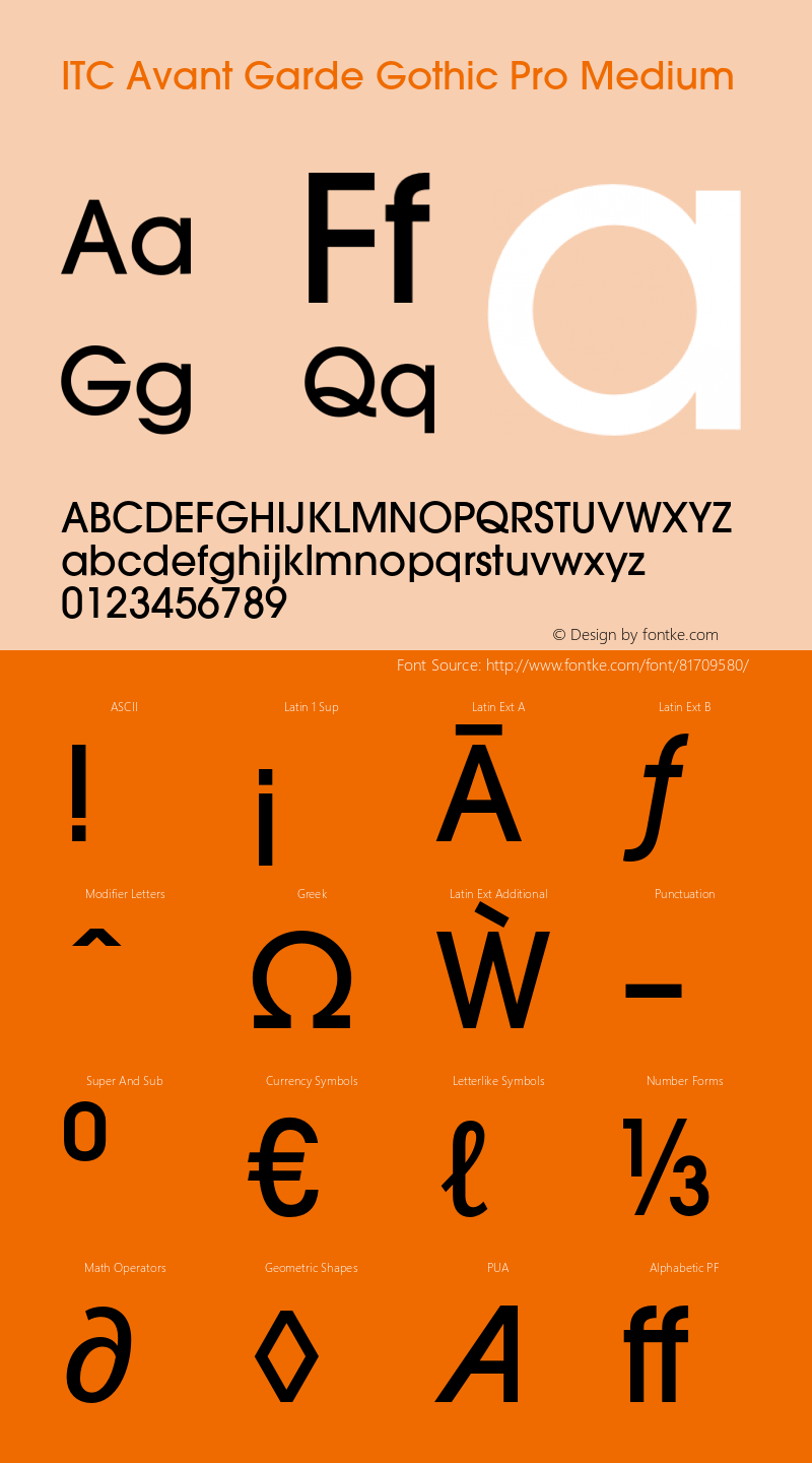 ITCAvantGardePro-Md Version 2.000 Build 1000 Font Sample