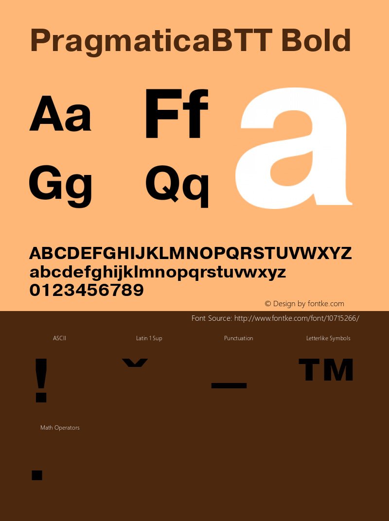 PragmaticaBTT Bold TrueType Maker version 3.00.00 Font Sample