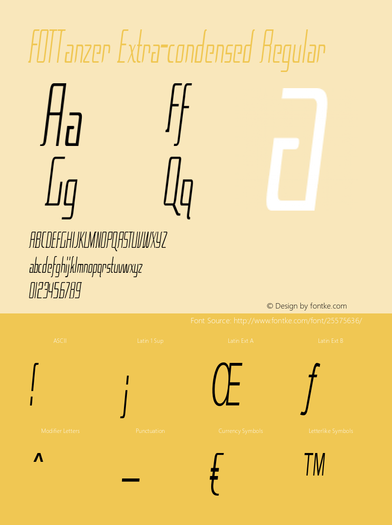 FOTTanzer-ExtracondensedRegular Version 1.000 Font Sample