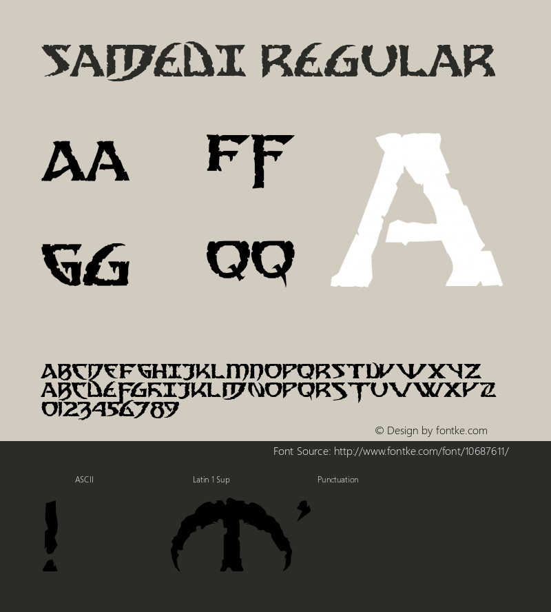 Samedi Regular Altsys Fontographer 4.0.3 10/15/98 Font Sample