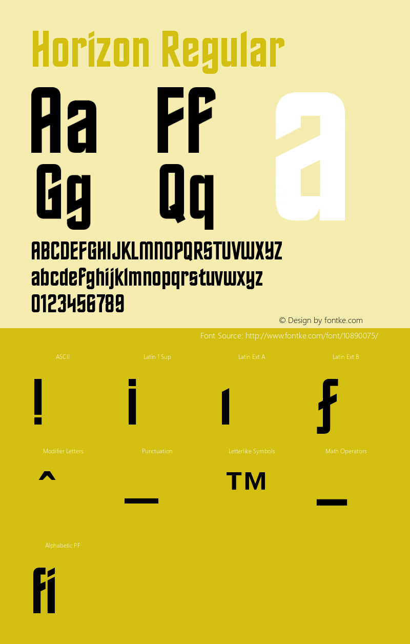 Horizon Regular Version 003.001 Font Sample