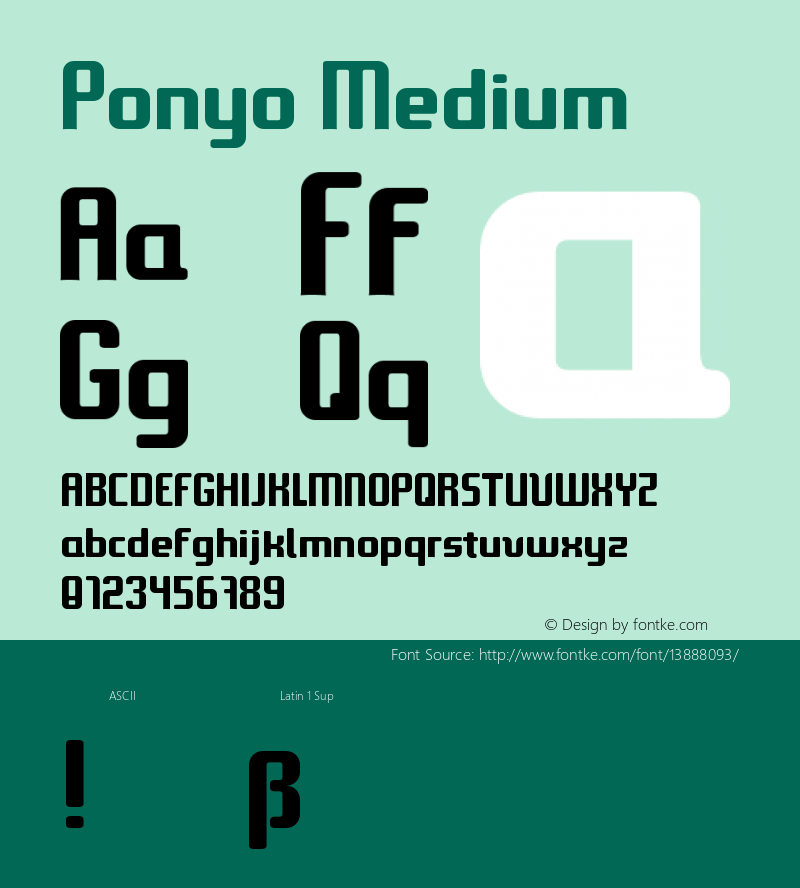 Ponyo Medium Version 001.004  Font Sample