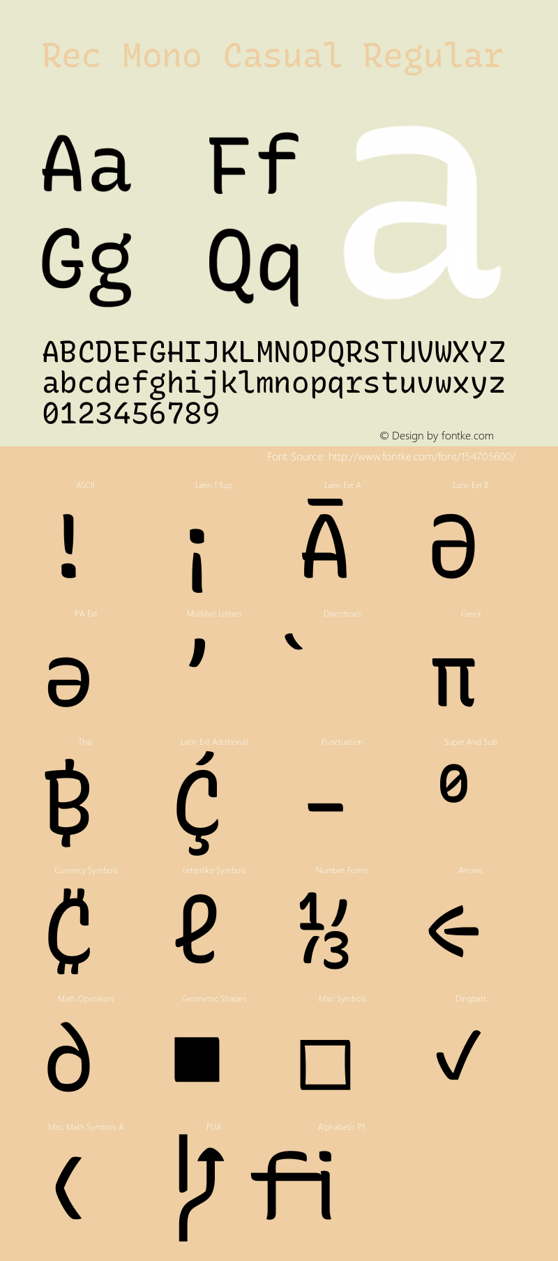 Rec Mono Casual Version 1.072 Font Sample