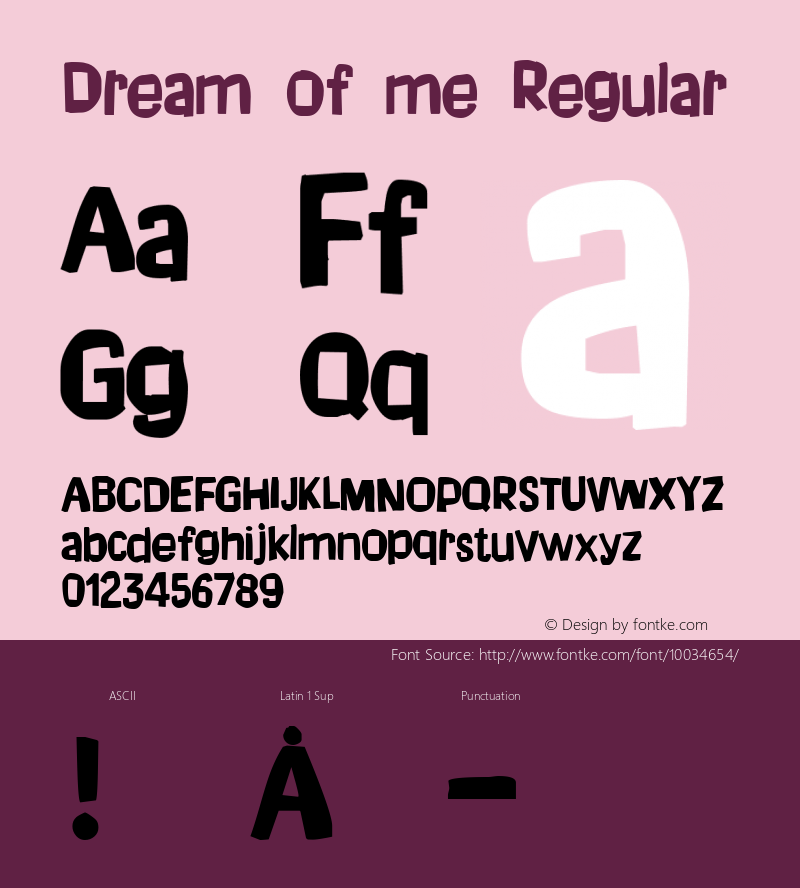 Dream of me Regular www.pizzadude.cjb.net Font Sample