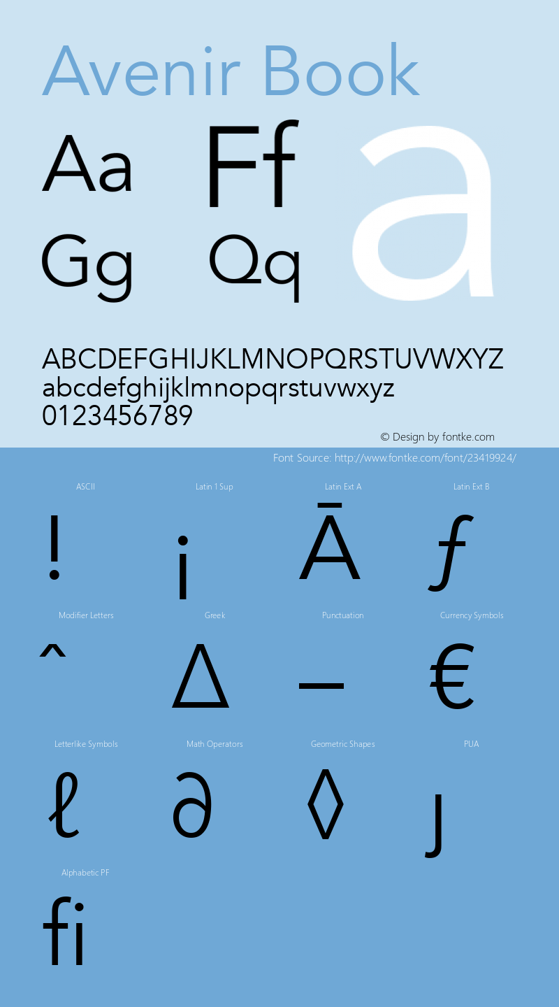 Avenir Medium Oblique 13.0d3e1 Font Sample