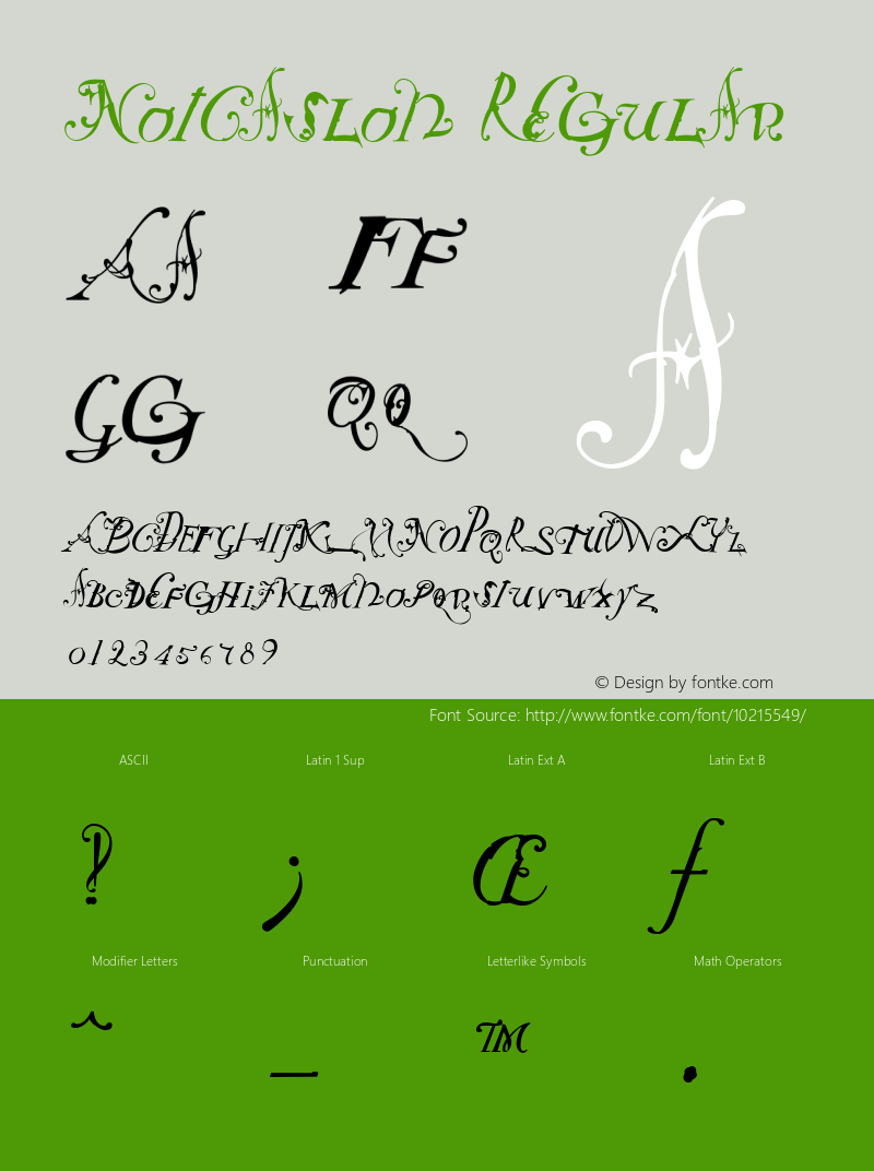 NotCaslon Regular Version 1.00 Font Sample