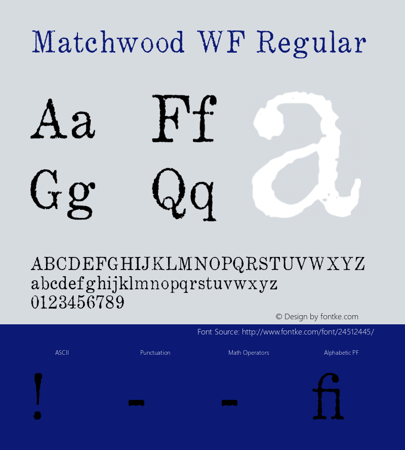 MatchwoodWF Version 001.001 Font Sample