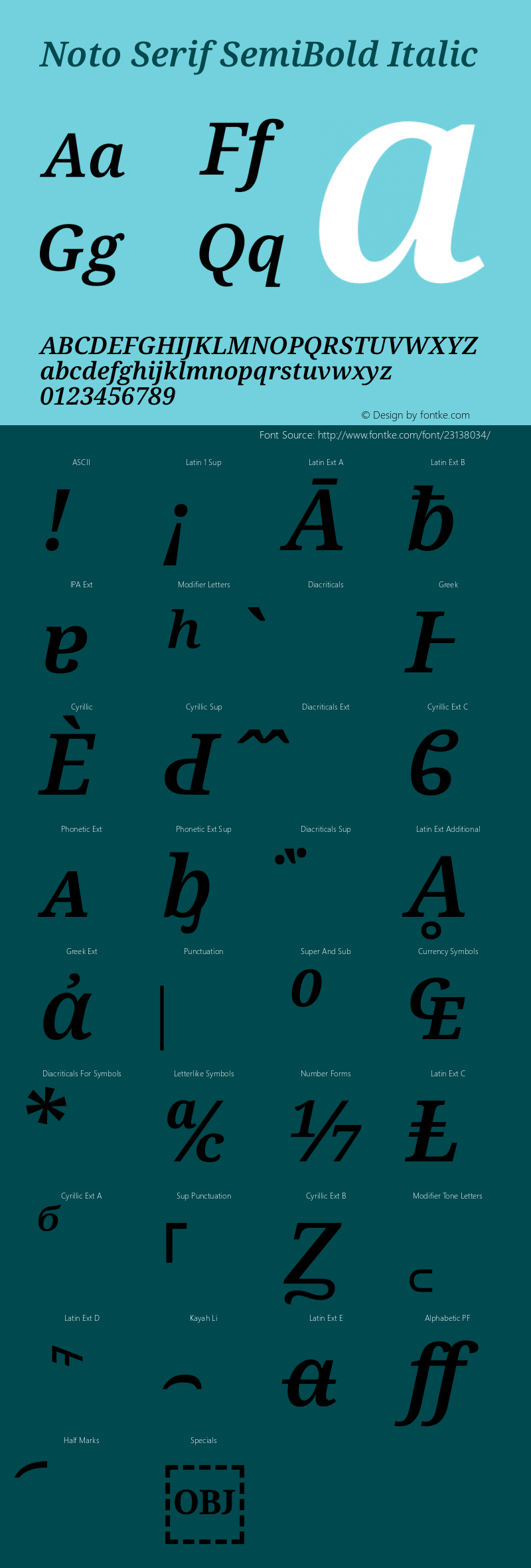Noto Serif Semi Italic Version 1.902 Font Sample