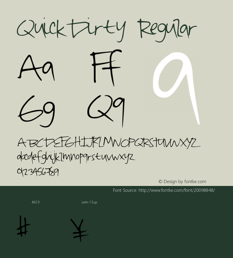 QuickDirty Version 1.00 November 19, 2012, initial release Font Sample