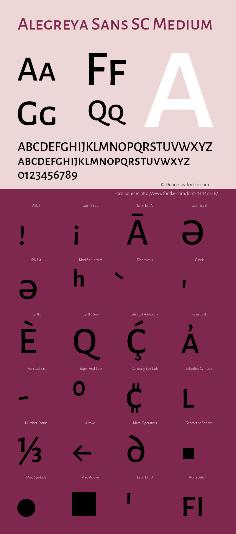 Alegreya Sans SC Medium Version 2.003; ttfautohint (v1.6) Font Sample